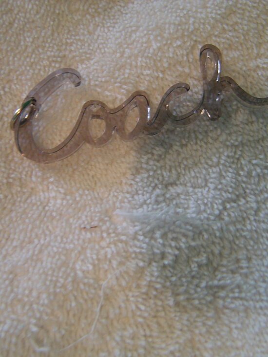 AUTHENTIC COACH COACH ACRYLIC SCRIPT HANG TAGS 1 PINK/1SMOKE EUC - Picture 8 of 10